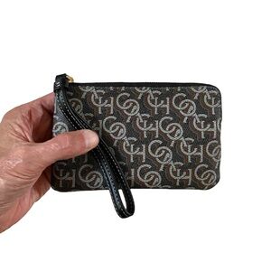 COACH CORNER ZIP WRISTLET WITH COACH MONOGRAM PRINT CF548 IM/BLACK, NEW W/ TAG